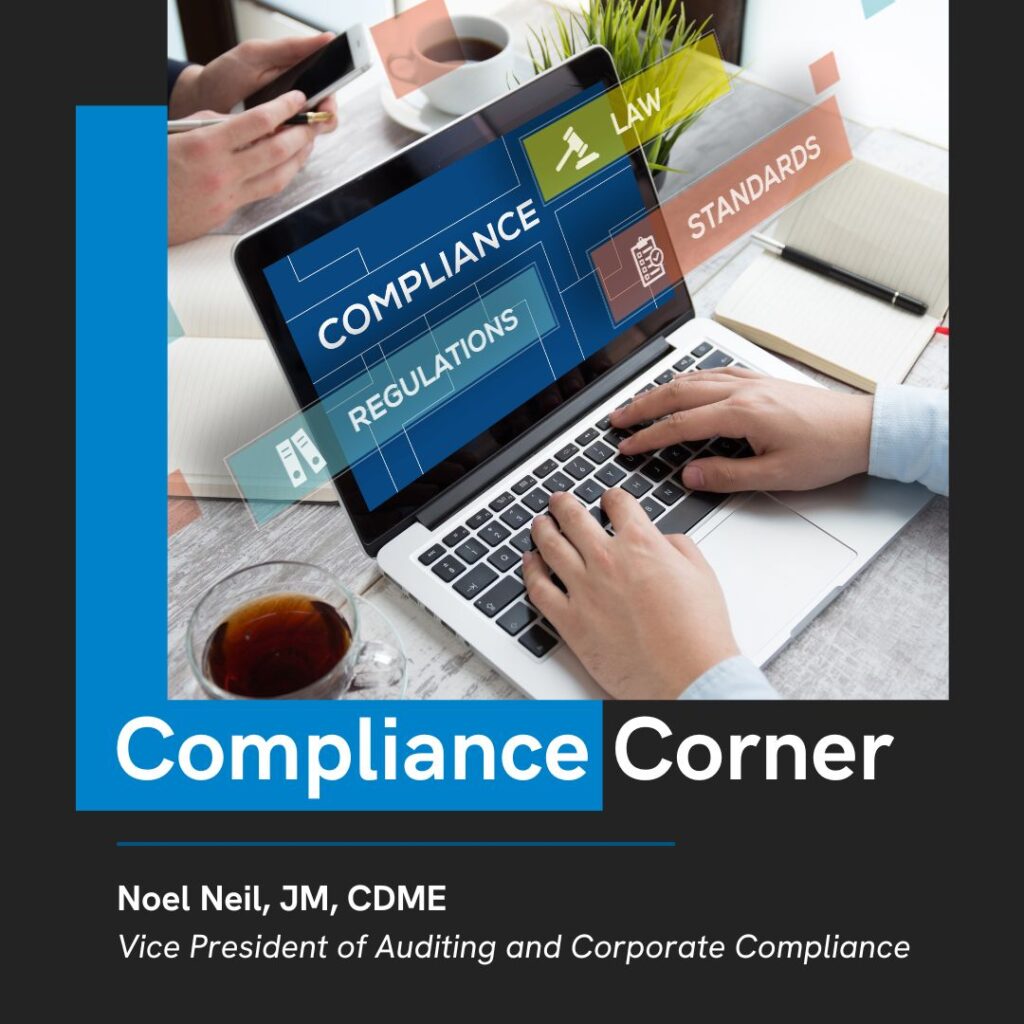 ACU-Serve Compliance Corner graphic showcasing compliance tips and updates