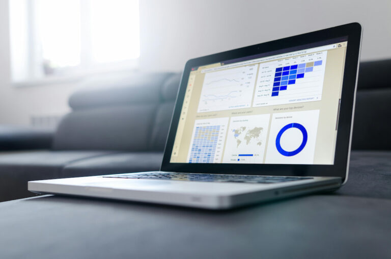 Business chart display on a computer