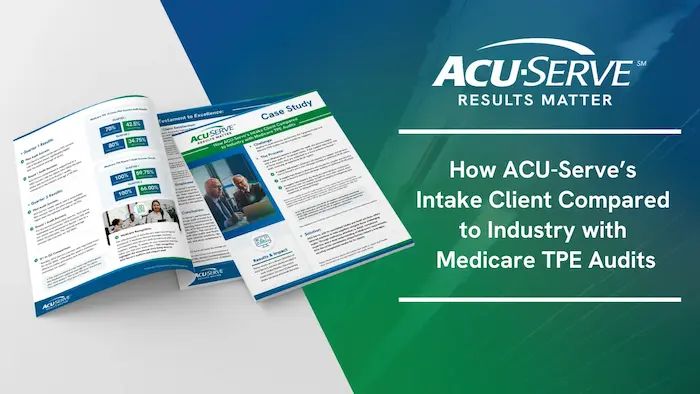 Promotional graphic for ACU-SERVE case study on accelerating cash flow and reducing DSO for a national HME provider.