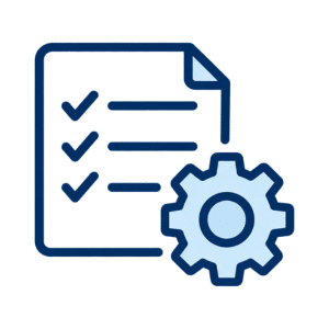 Payer Rule Management-300px A glowing blue shield with a white checkmark symbolizes security, protection, trust, compliance, and verified safety.