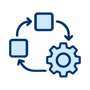 Software & Workflow Optimization A glowing blue shield with a white checkmark symbolizes security, protection, trust, compliance, and verified safety.